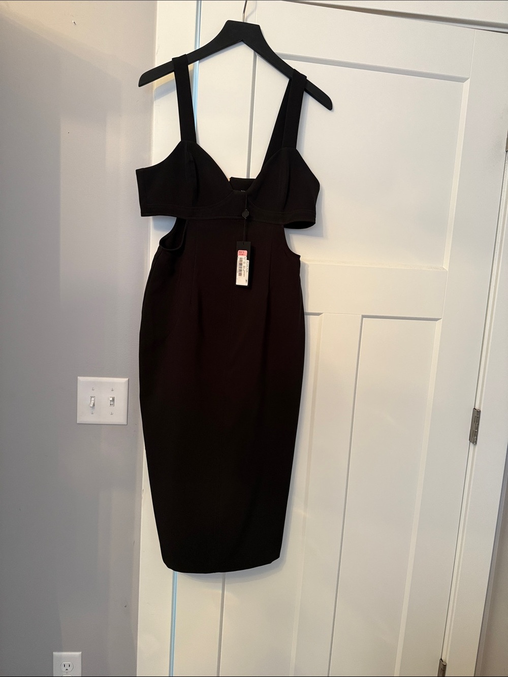 NWT GIANNI BINI Women's Black Cutout Midi Dress SZ 8